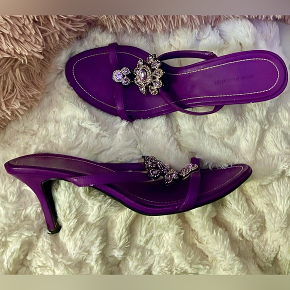 Jessica London Purple Crystal Heeled Sandals Size 11M RARE & HTF - Picture 14 of 16